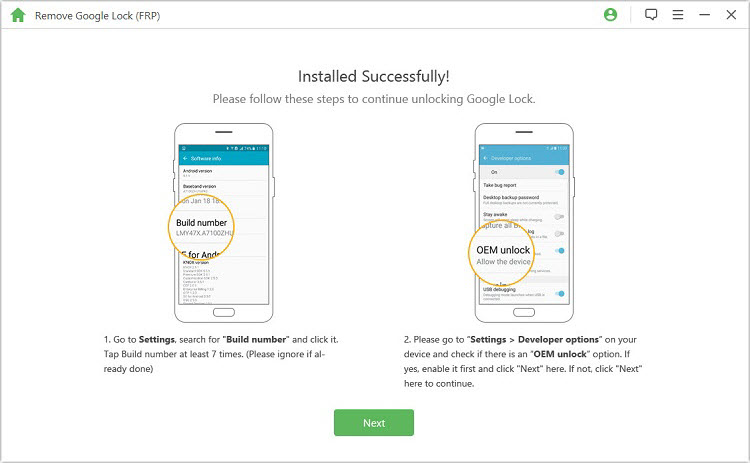 enable USB debugging and OEM unlock