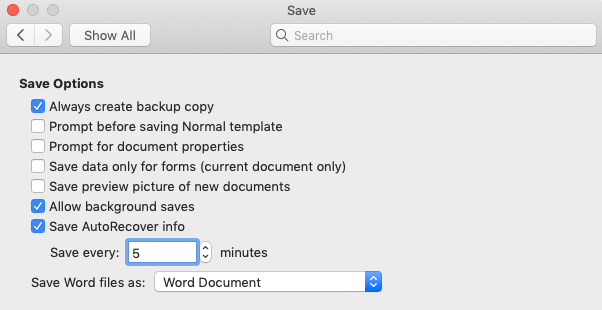 where are temporary files word for mac