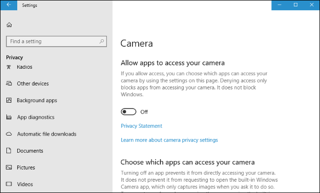 camera privacy settings