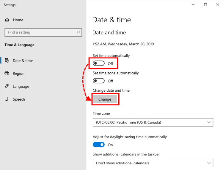 change data and time windows