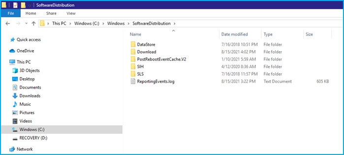 clear windows update cache in files explorer