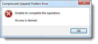compressed zip folder error