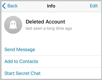 deleted account on telegram