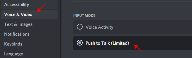 Use Push to Talk option