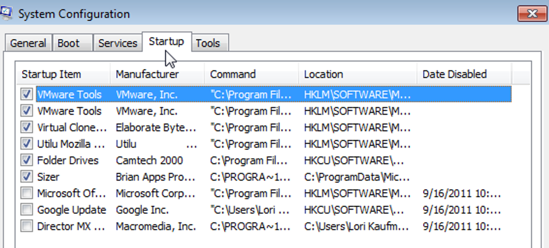 wyłącz nieznany proces z uruchamiania systemu windows