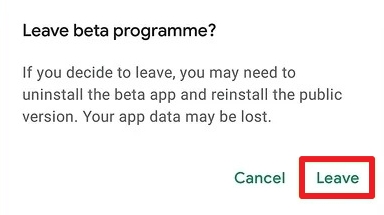 leave beta version ins