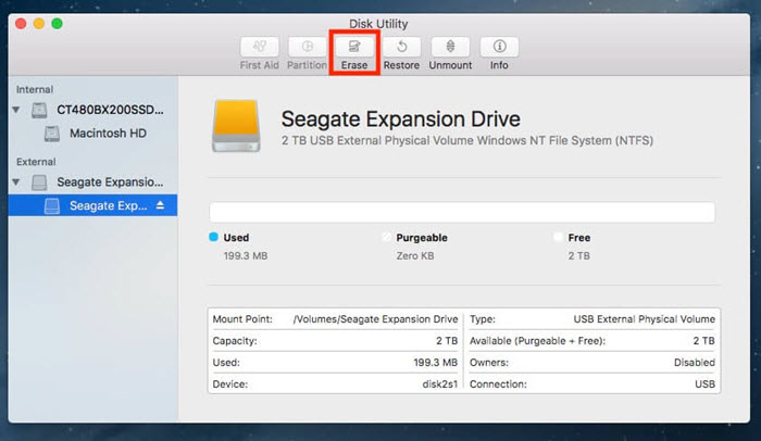 format an external ssd drive for mac high sierra