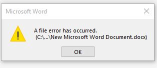 A file error has occurred