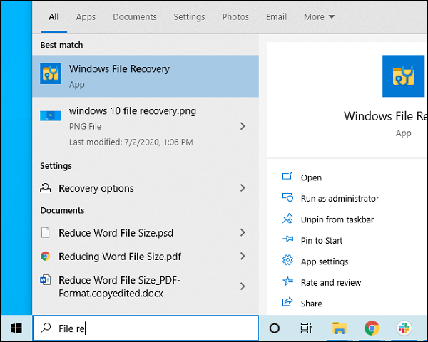 Open Windows File Recovery