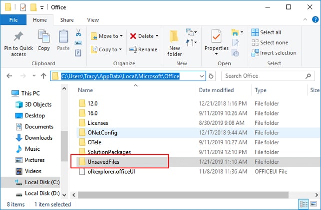 location of excel temp files