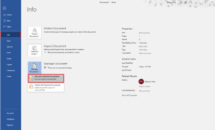 accidentally closed word without saving autorecover 2016