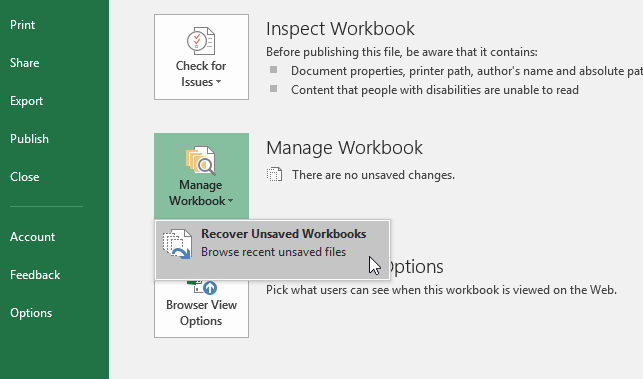 how to recover previous version of excel file 2013