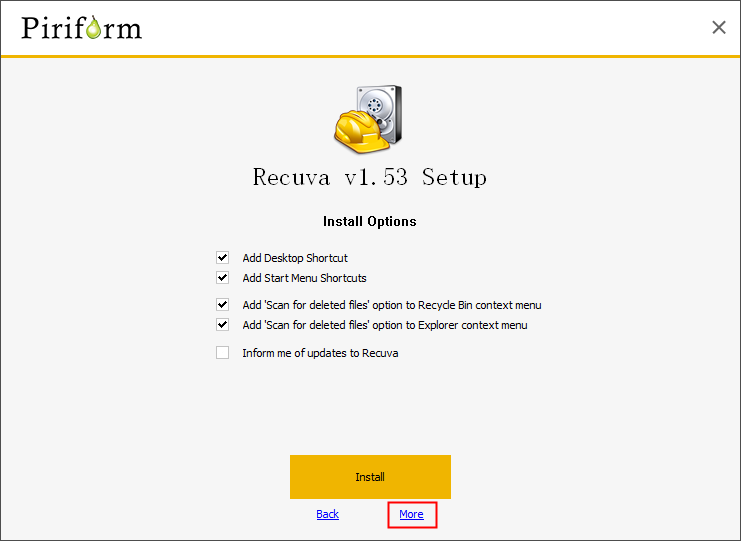 customize the install location of recuva step 2