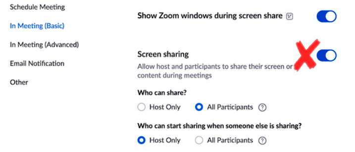 screen sharing all participants