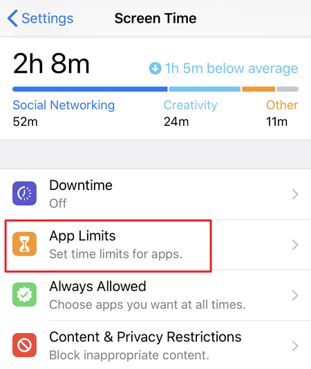 screen time app limits