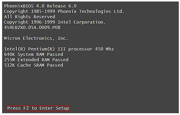 bios utility setup interface