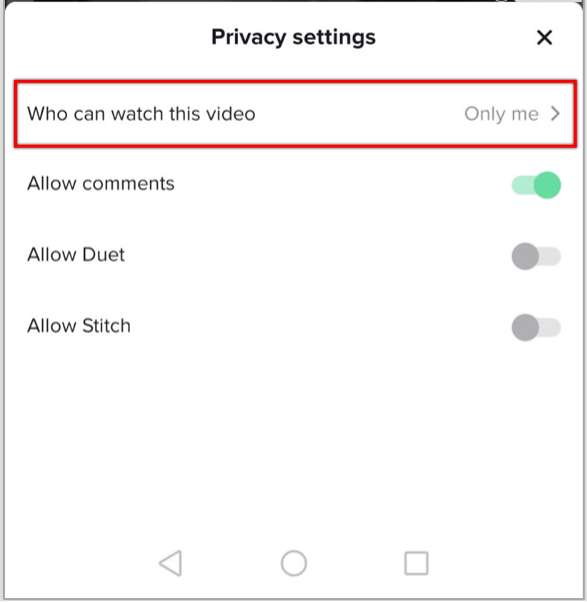 share tiktok video in private