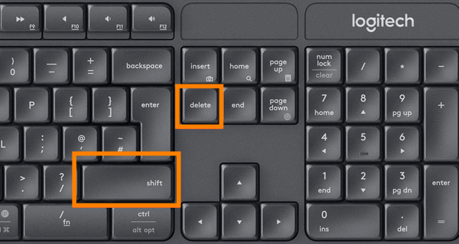 shift and delete key