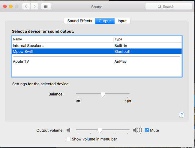 sound output option mac