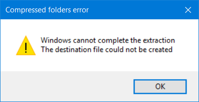 Windows cannot complete extraction