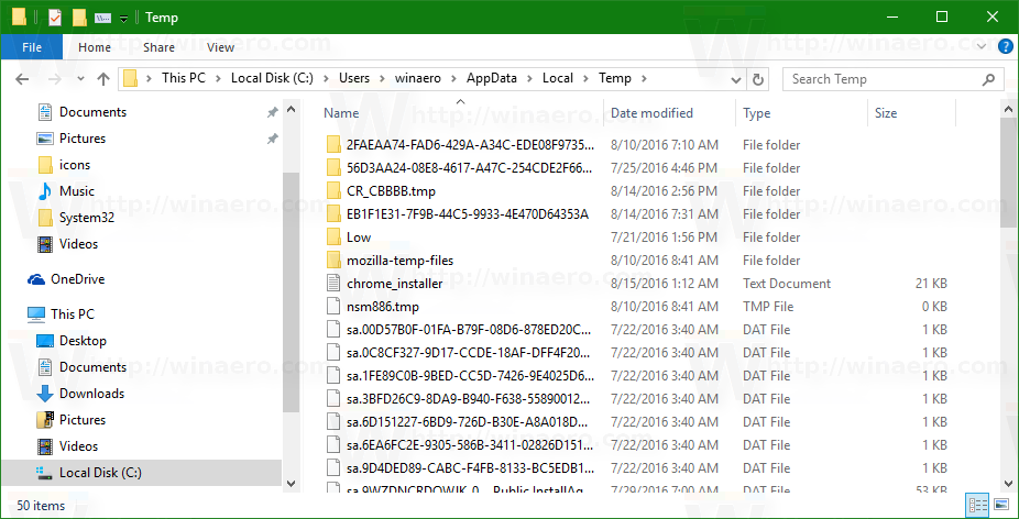 cant delete temporary files