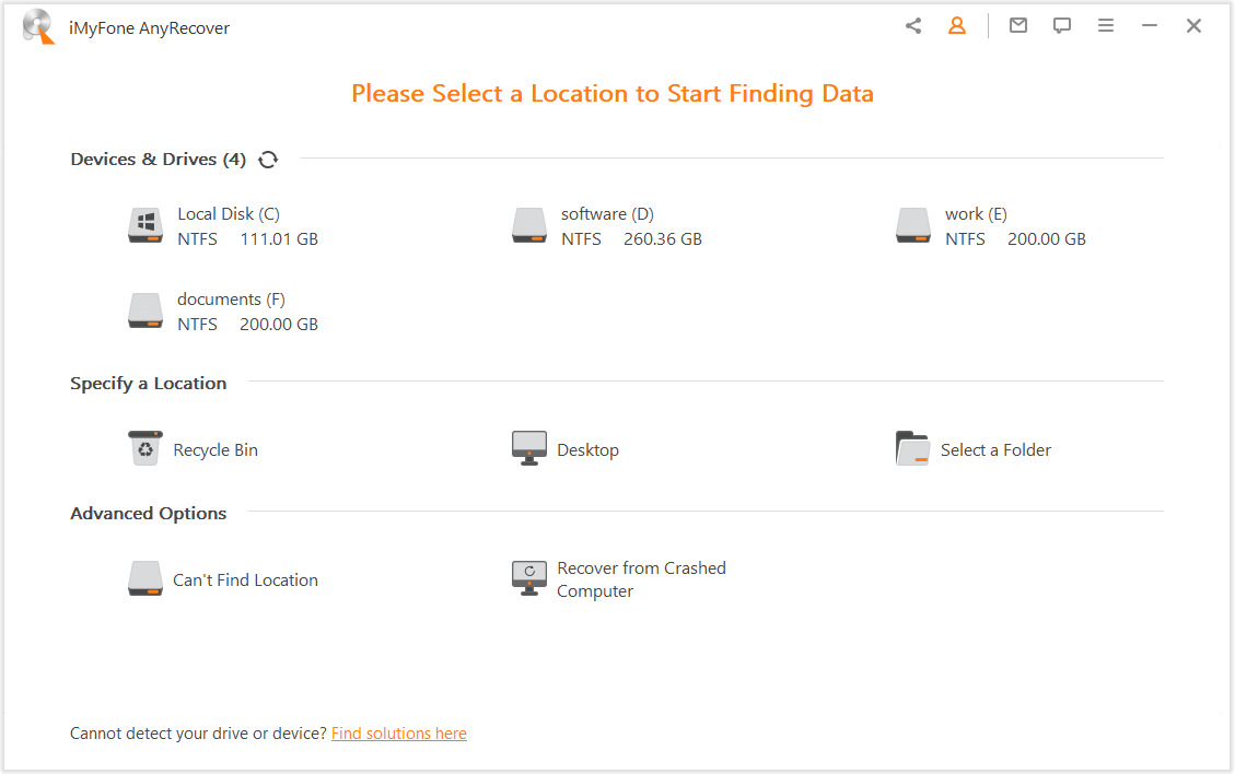 select location hard-drive