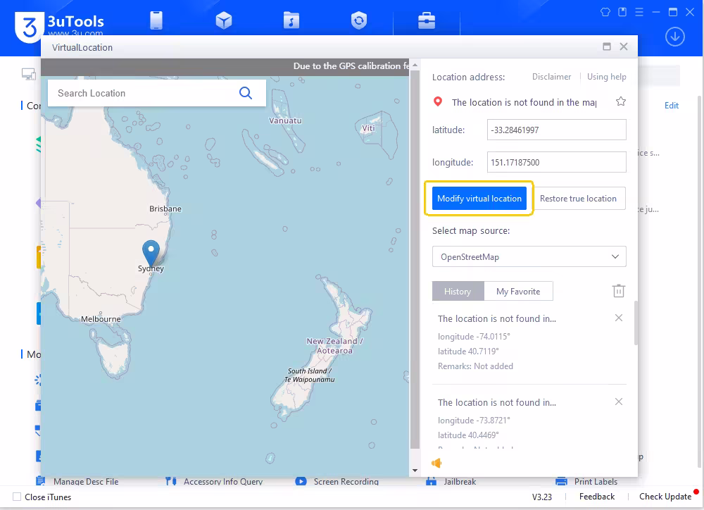 3utools modify virtual location