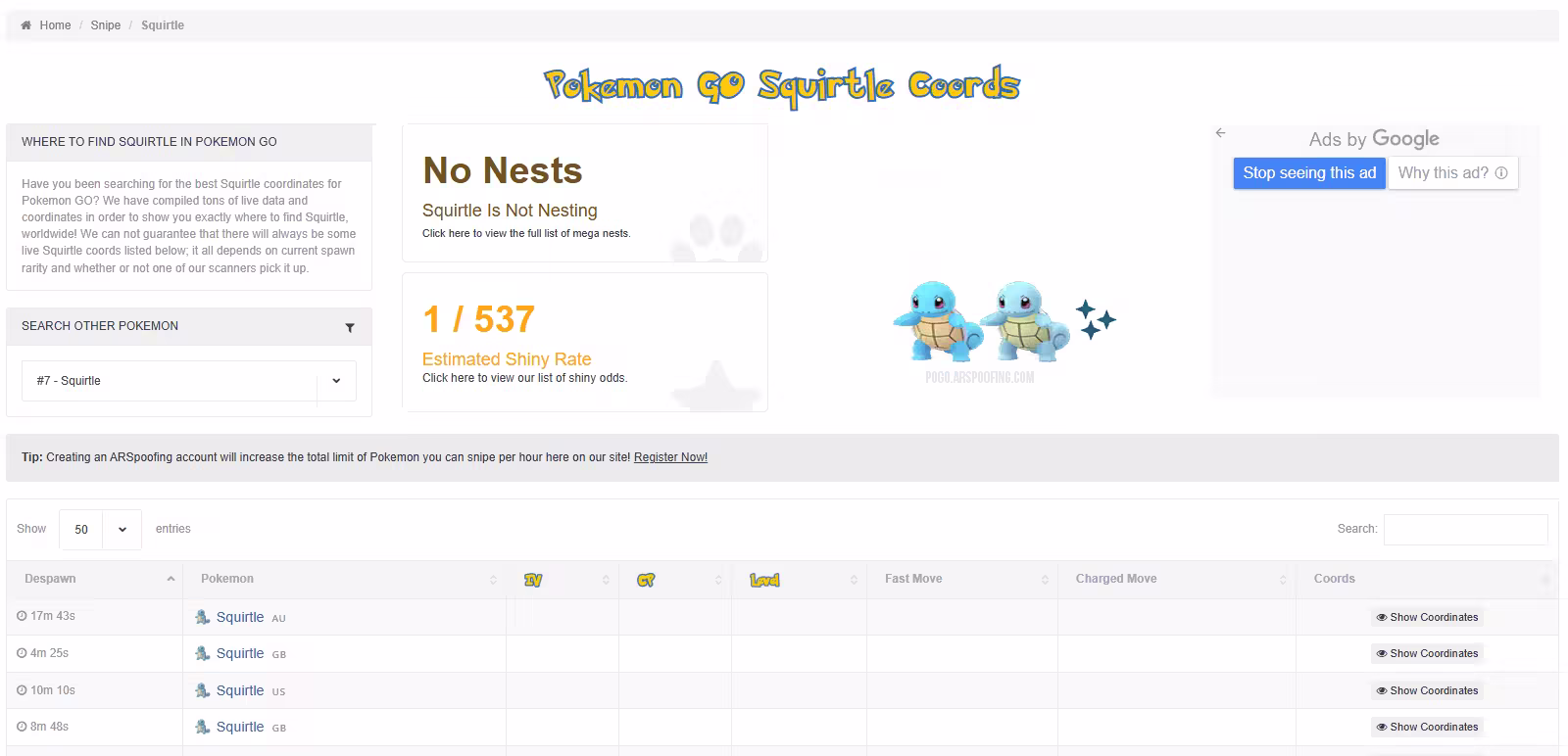 arspoofing pokemon scanner pokemon go