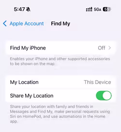disable find my