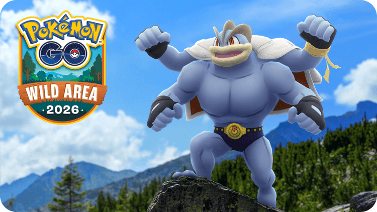 Machamp wearing a modern jacket at Pokémon GO Wild Area 2026