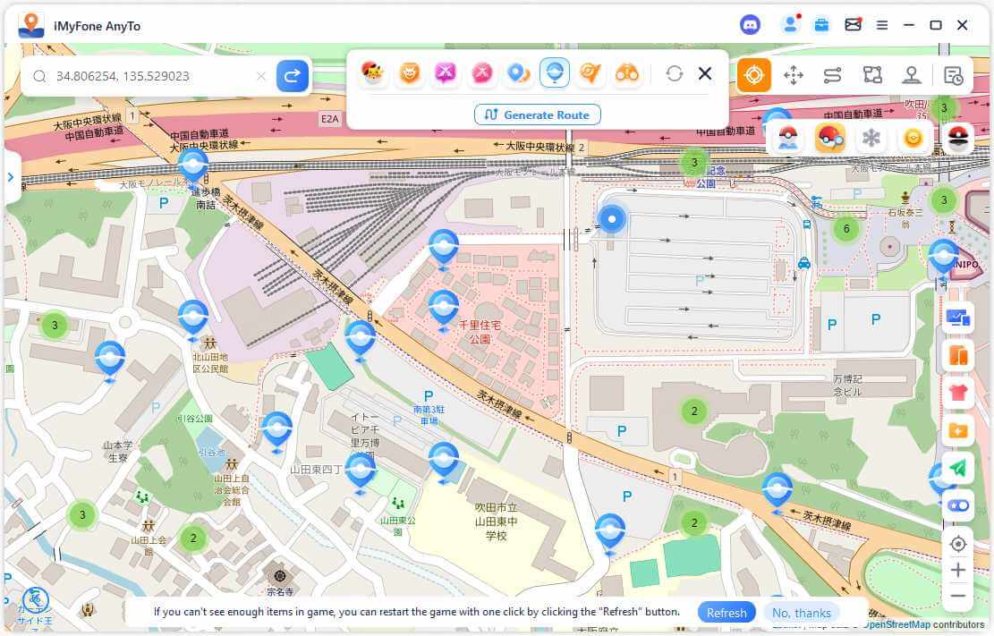 osaka japan coordinates pokemon go