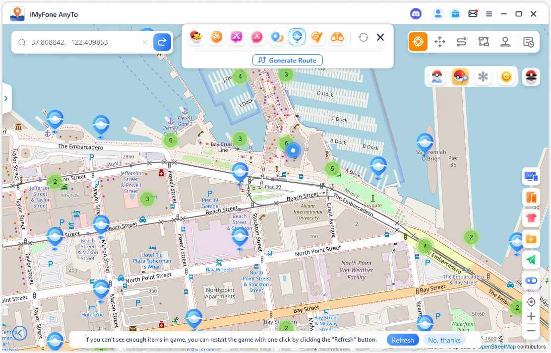 pier 39 san francisco pokemon go coordinates