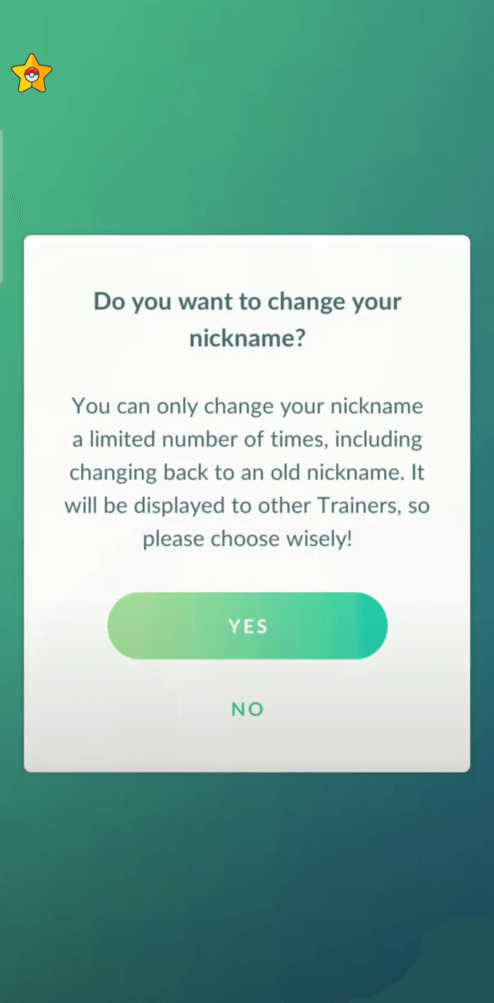 choose yes to change name
