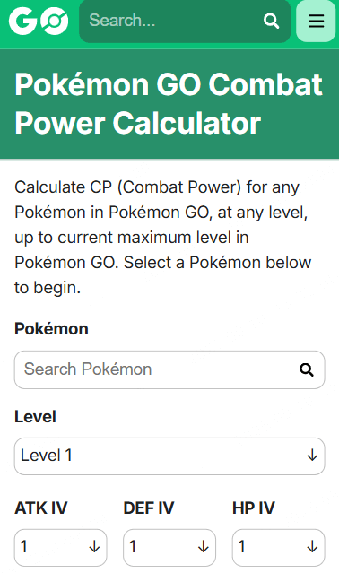 pokemon go hub cp calculator