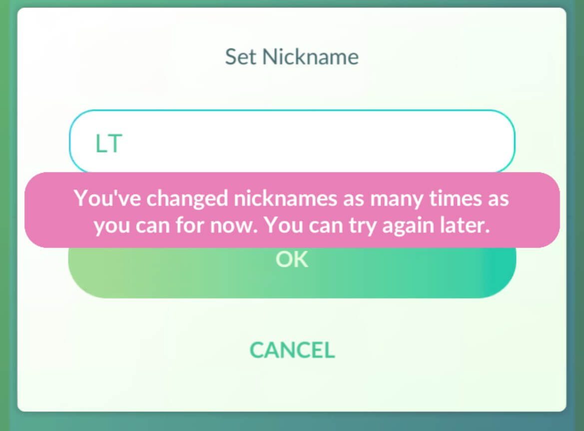 pokemon go name change limite