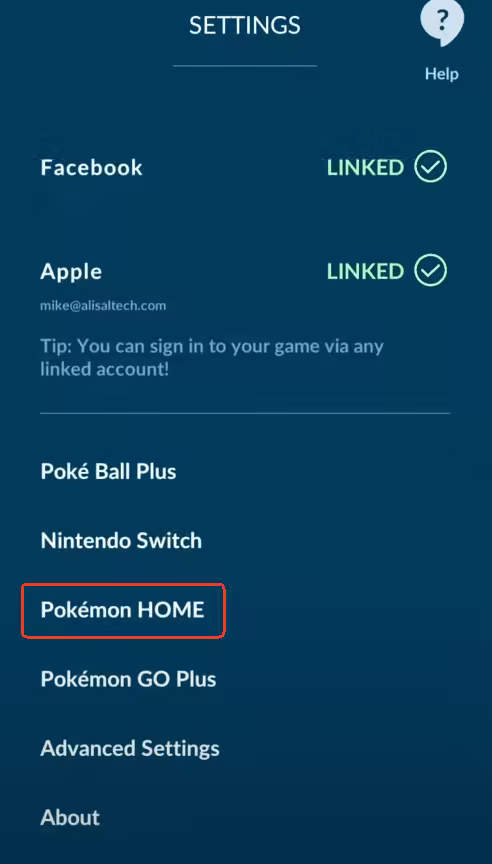 select pokemon home