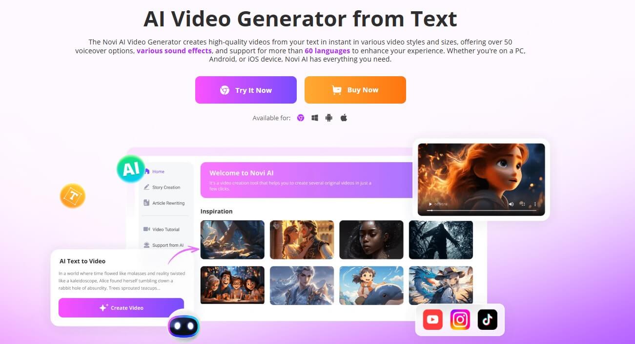 Novi AI تحويل النص الى فيديو