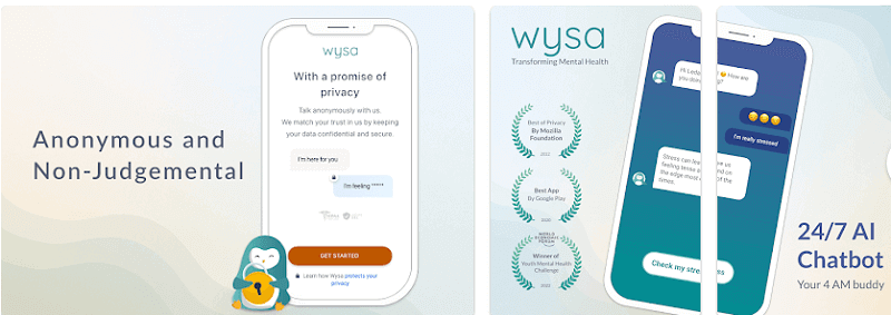 Wysa التحدث مع الذكاء الاصطناعي اون لاين