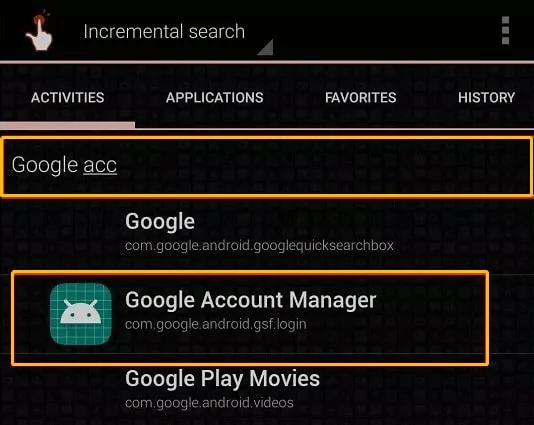 افتح Google Account Manager