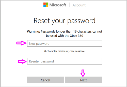 إعادة تعيين كلمة مرور حساب Microsoft
