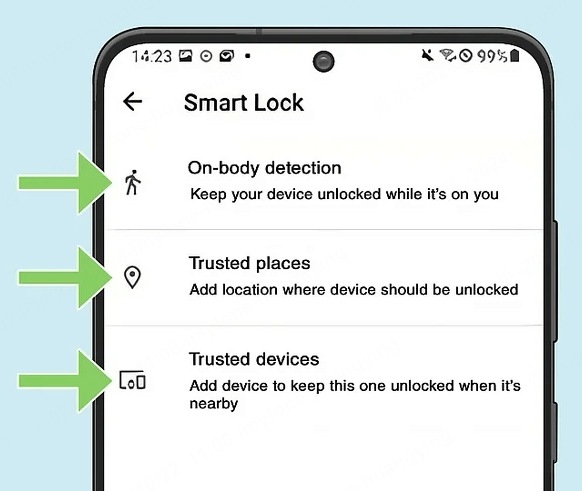 استخدام Smart Lock أو Extend Unlock