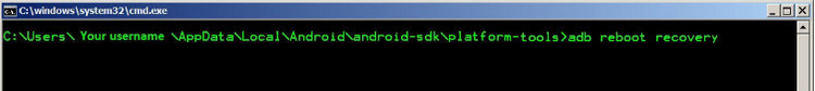 اكتب الأمر adb reboot recovery