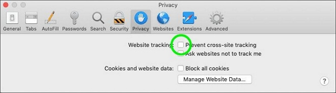 تمكين منع التتبع أثناء تصفح المواقع على نظام Mac