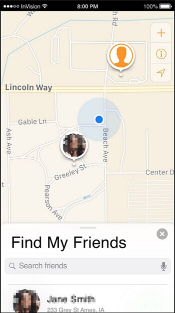 عرض الموقع المزيف على تطبيق Find My Friends