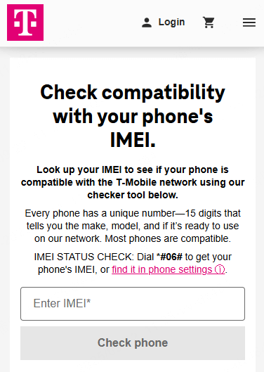 فحص IMEI بواسطة T-Mobile