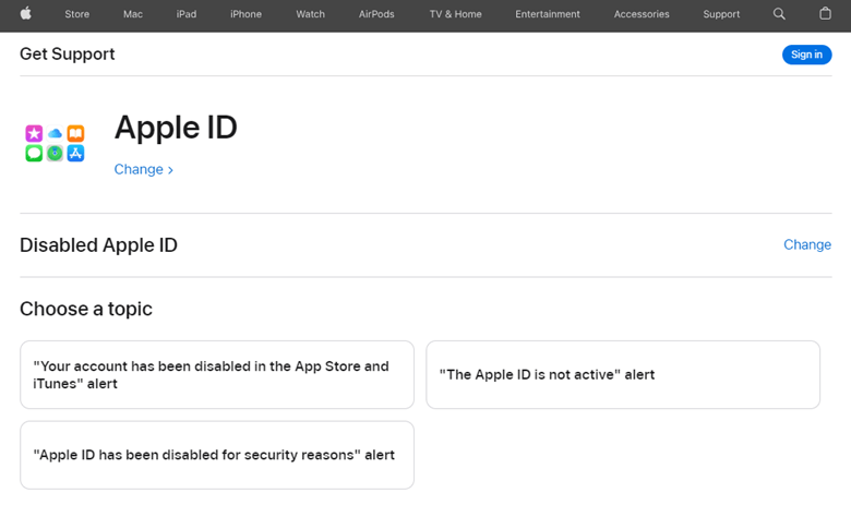 انقر على [ Your account has been disabled in the App Store and iTunes ]