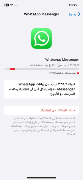 حذف البيانات من iCloud