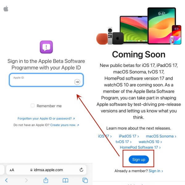 تسجيل الدخول إلى Apple ID على موقع الويب