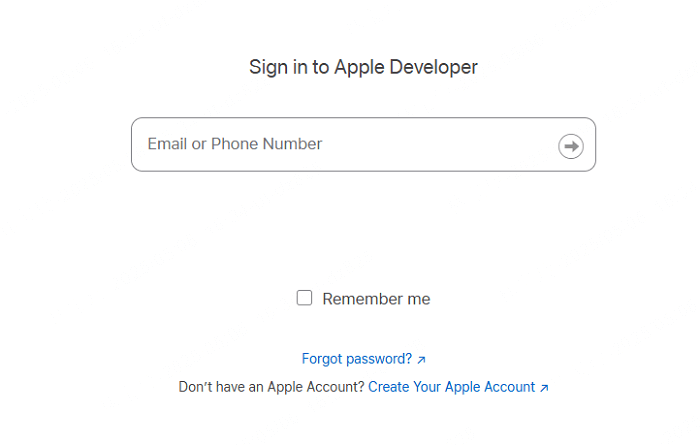 تسجيل الدخول إلى Apple Developer
