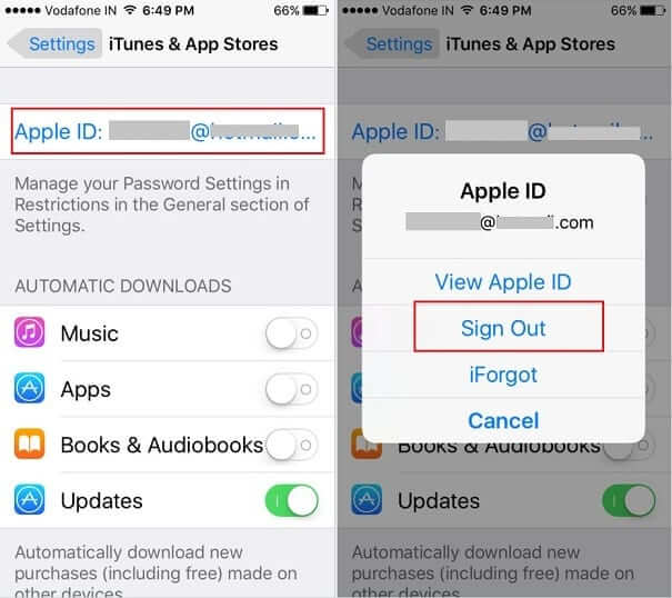 تسجيل الخروج من Apple ID في متجر التطبيقات